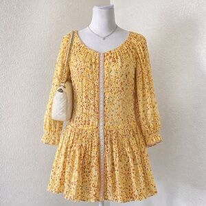 Poupette St Barth Tesorino Mini Dress Yellow Bouquet Floral one size